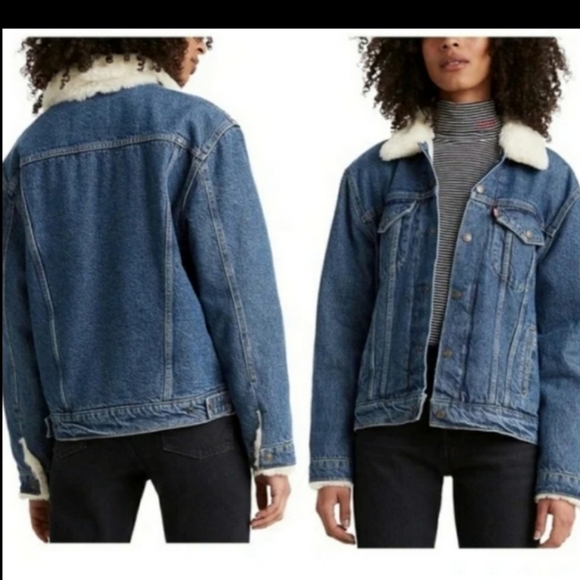 RARE! Authentic Vintage Levis NAVY Sherpa Trucker Denim Jean Quilted Jacket Fall - Picture 12 of 12